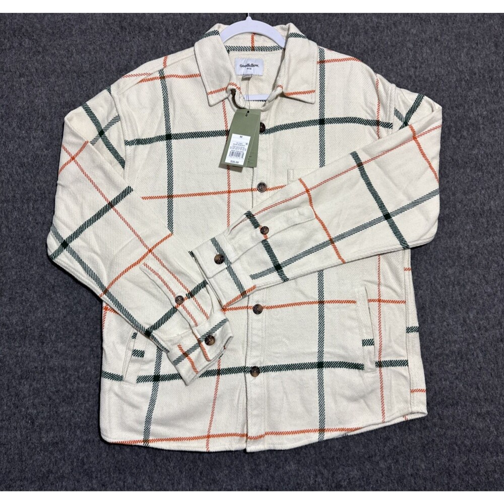 Goodfellow & Co Men's Flannel Heavy Weight Button Up Beige Large